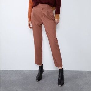 Zara light magenta pleated chino pants